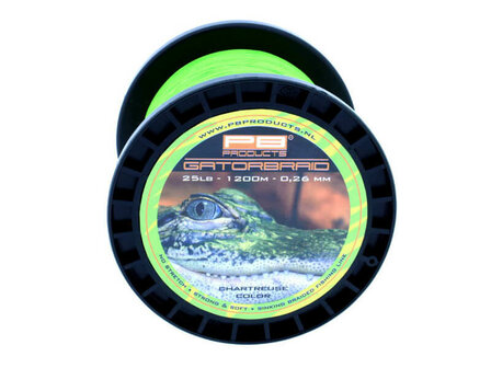 PB Products Gator Braid Chartreuse 1200 meter Gevlochten Lijn Groen / Geel