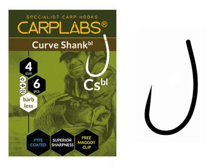 Karperhaken Carplabs Curve Shank Barbless 6 st.