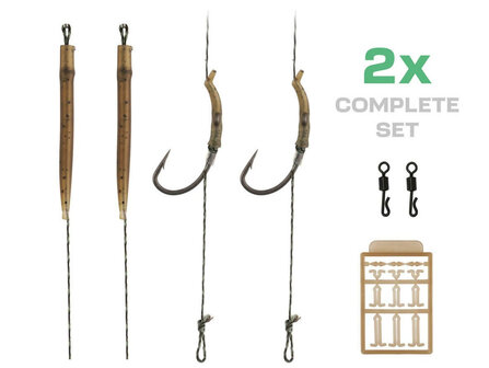 Karper Onderlijnen Set Curve Shank 2 st. + Swivels + Boilie Extension Stoppers