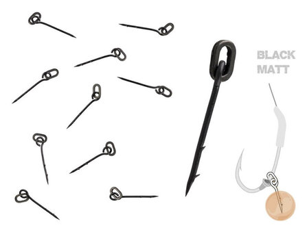 Bait Spike + Oval Ring Mat Zwart 10 st.