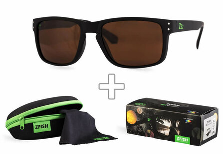 Gepolariseerde Zonnebril Venaris Zwart / Bruin glas + Brillendoos + Schoonmaakdoekje