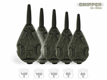 10 x Karperlood Gripper Inline Lood Gewichten