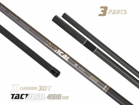 Carbon Lange Schepnetsteel 4 meter Tactical (3 delen)