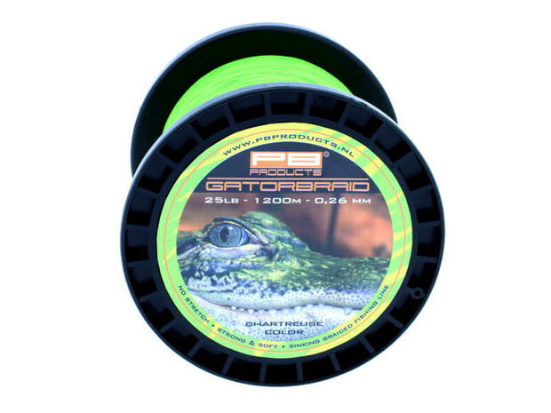 PB Products Gator Braid Chartreuse 1200 meter Gevlochten Lijn Groen / Geel