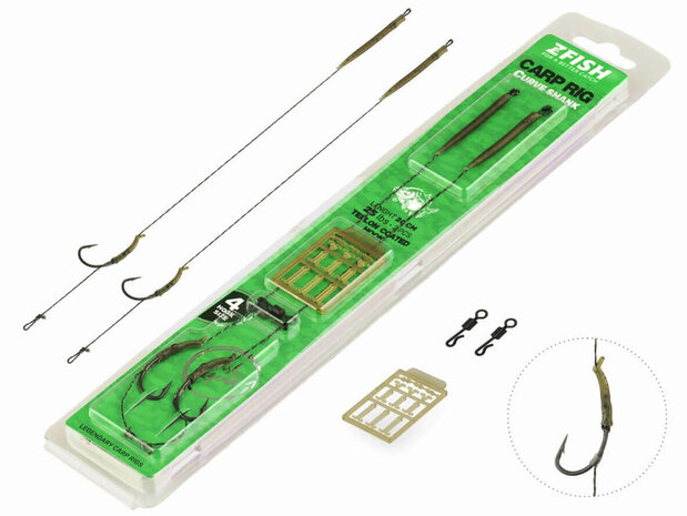 Karper Onderlijnen Curve Shank Set 2 st. + Swivels + Stoppers