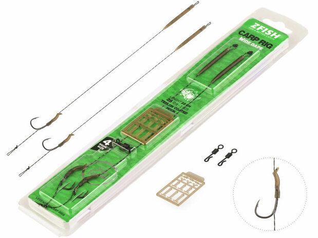 Karper Onderlijnen Wide Gape Set 2 st. + Swivels + Stoppers