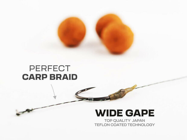 Boilie Onderlijnen Wide Gape Set 2 st. + Swivels + Stoppers