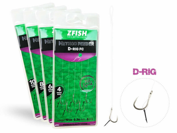Method Feeder Fluorocarbon D-Rig + Bait Spike 5 st.