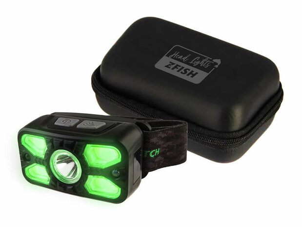 Oplaadbare Hoofdlamp Photonix 360 lumen + Hardcase Opberghoes