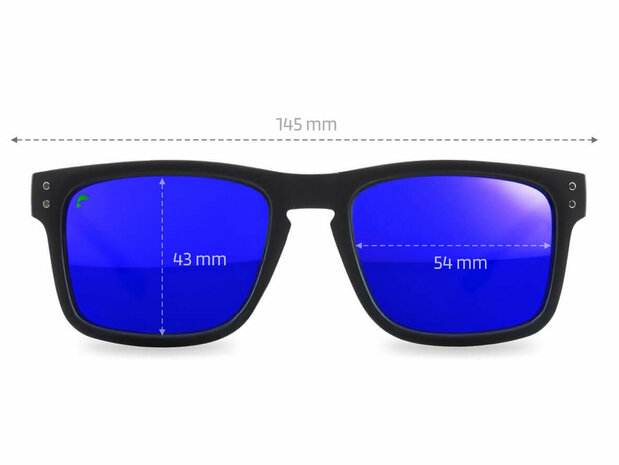 Gepolariseerde Zonnebril Solara Zwart / Blauw glas Afmetingen