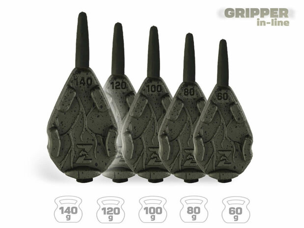10 x Karperlood Gripper Inline Lood Gewichten