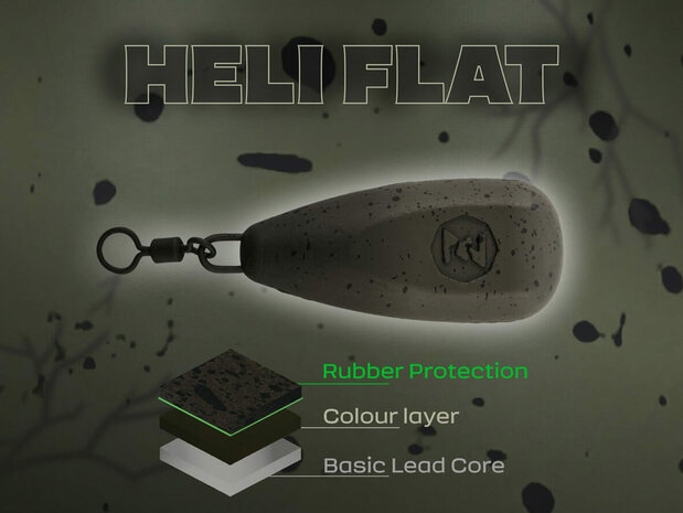 10 x Karperlood Heli-Flat Wartel Lood Rubber Coating